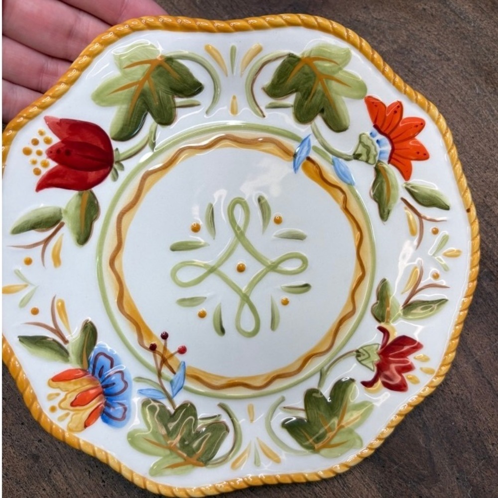 Fitz and Floyd Garden Medley Plate Floral Hand Crafted Dishwasher‎ Safe